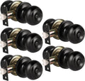 KNOBWELL Matte Black Privacy Door Knobs 5 Pack - Easy Install