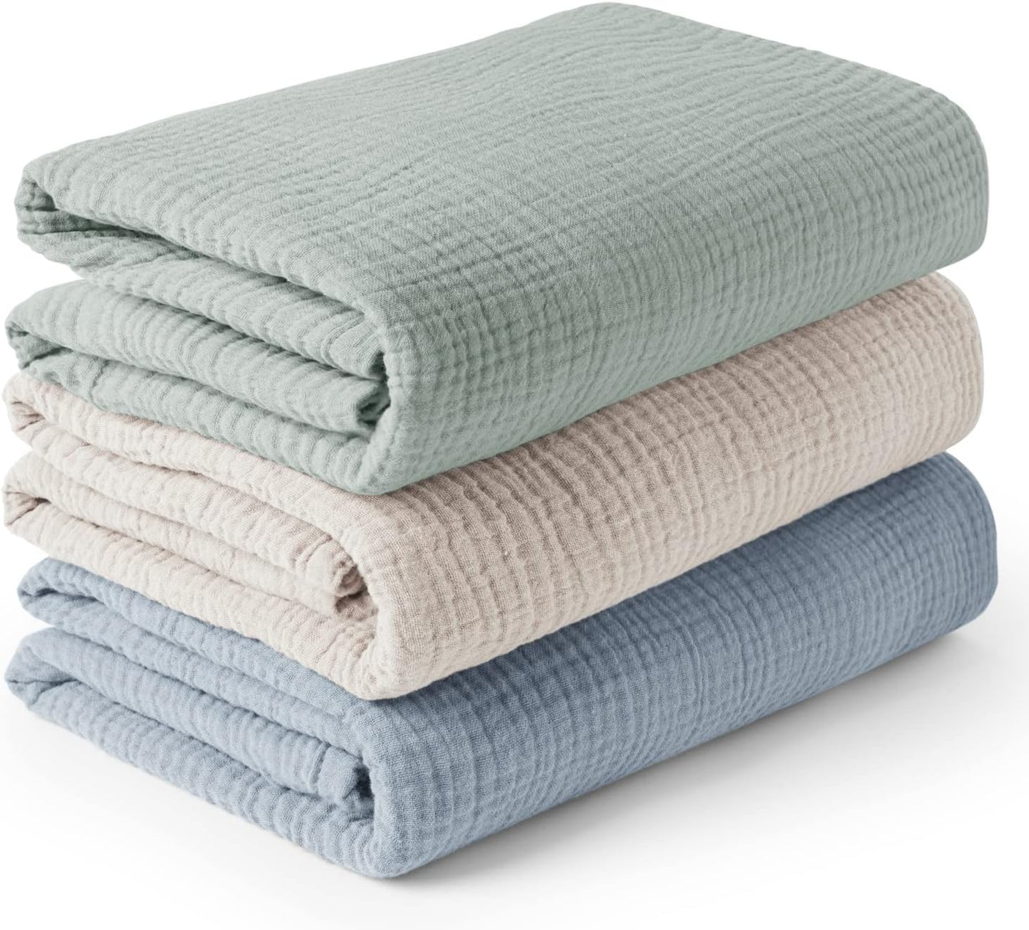 Konssy 3 Pack Large Muslin Swaddle Blankets - Soft & Breathable