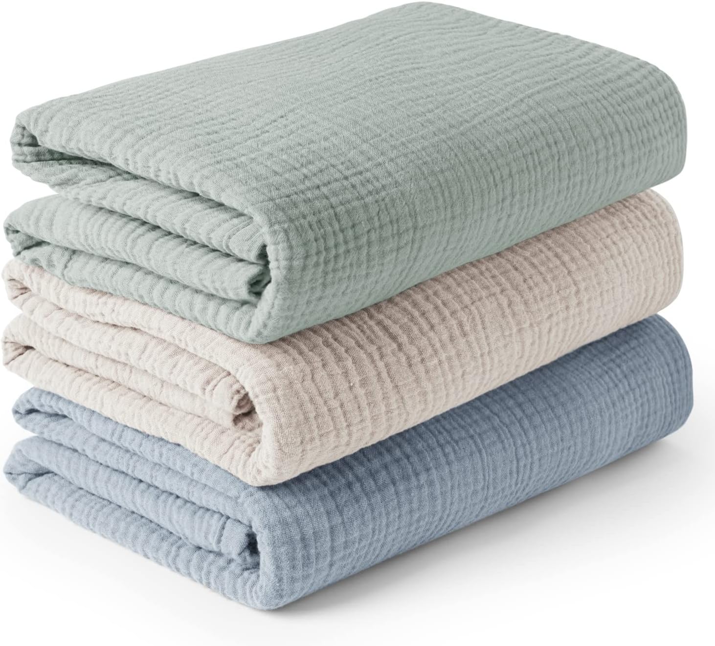 Konssy 3 Pack Large Muslin Swaddle Blankets - Soft & Breathable