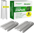 6 in 500 Pack Galvanized Landscape Staples - Heavy Duty Garden Pins