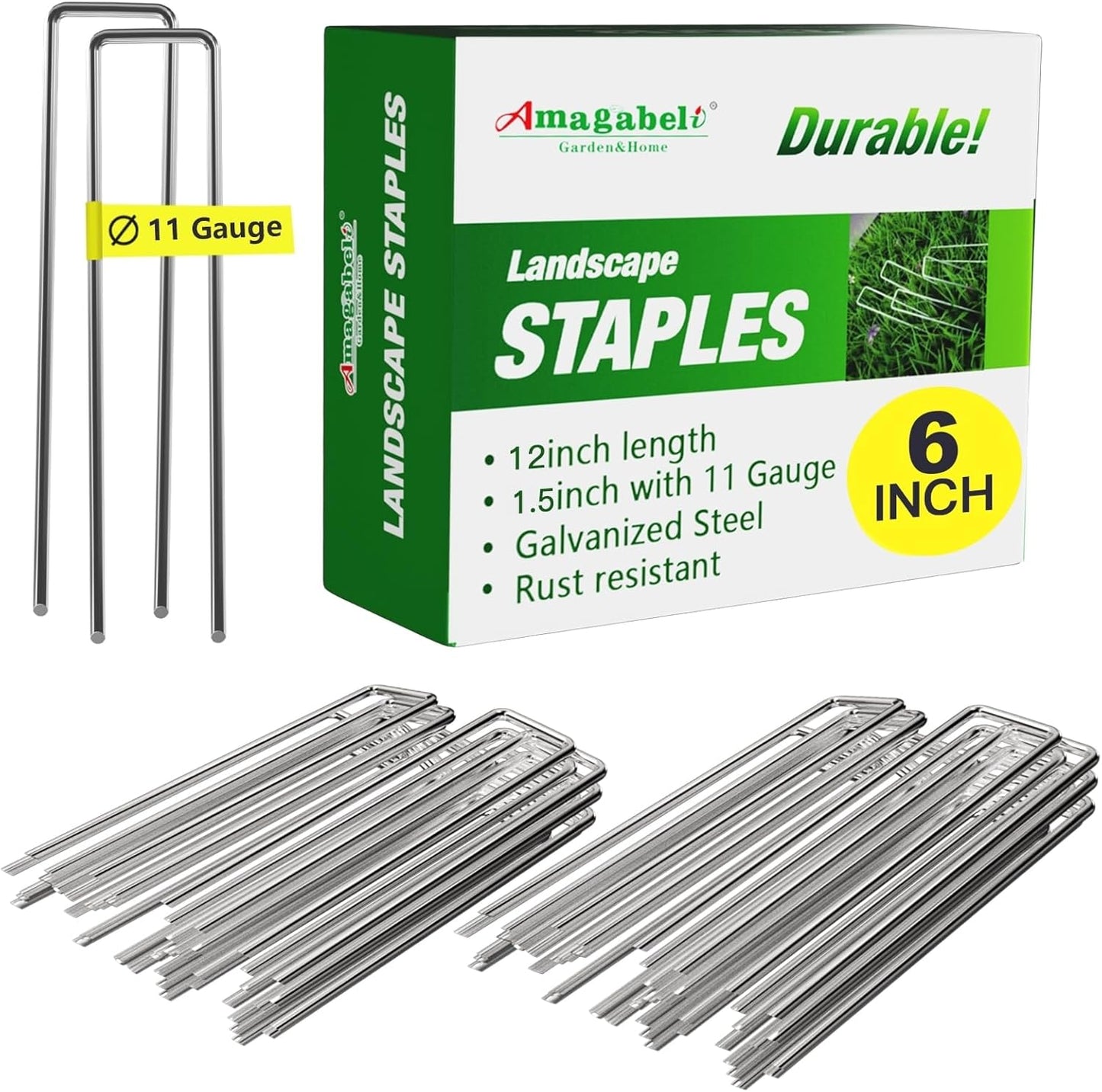 Heavy Duty 6 Inch Galvanized Landscape Staples for Garden Use
