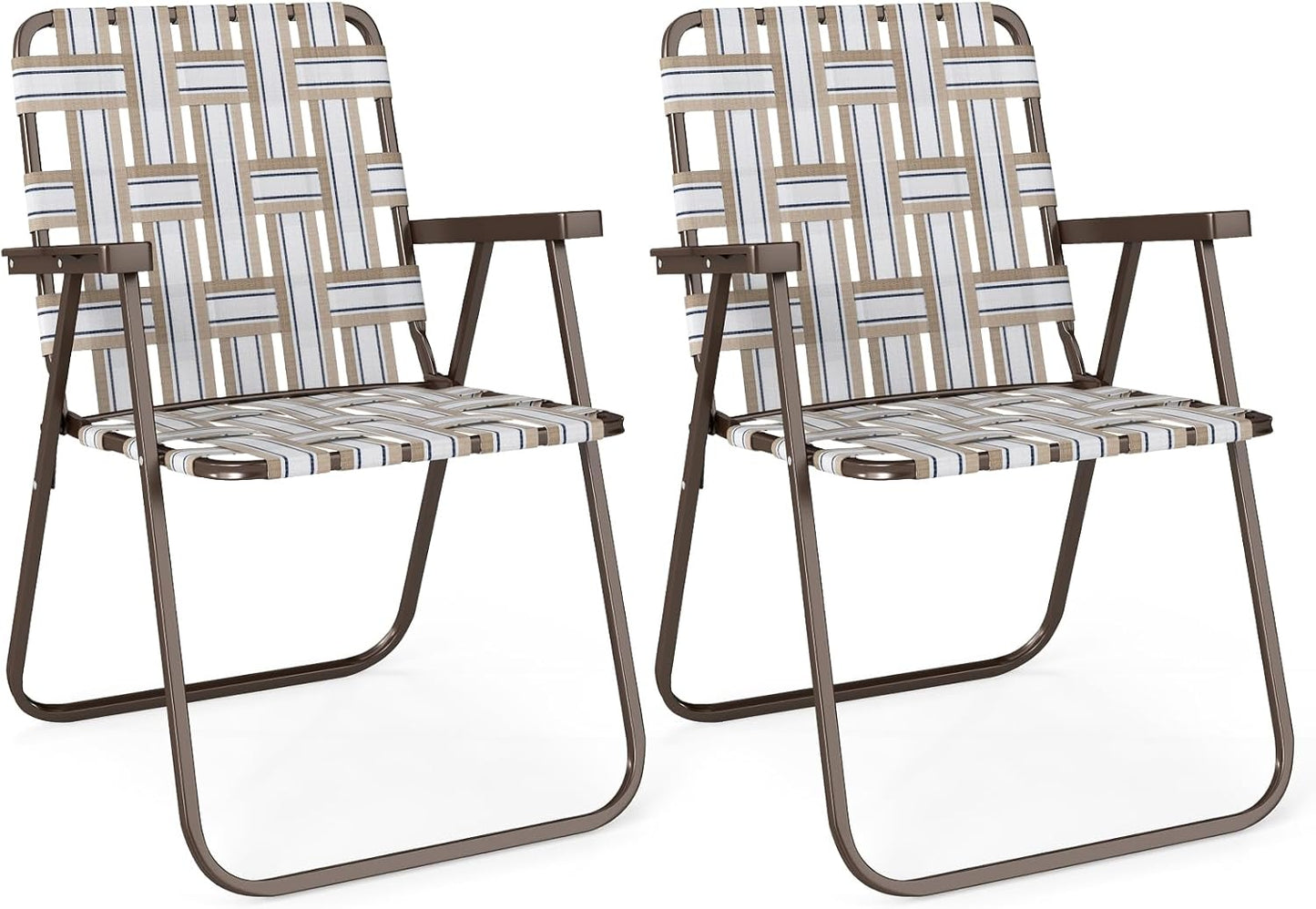 GYMAX Lawn Chair Folding Set - Comfortable Outdoor Lounge Chairs