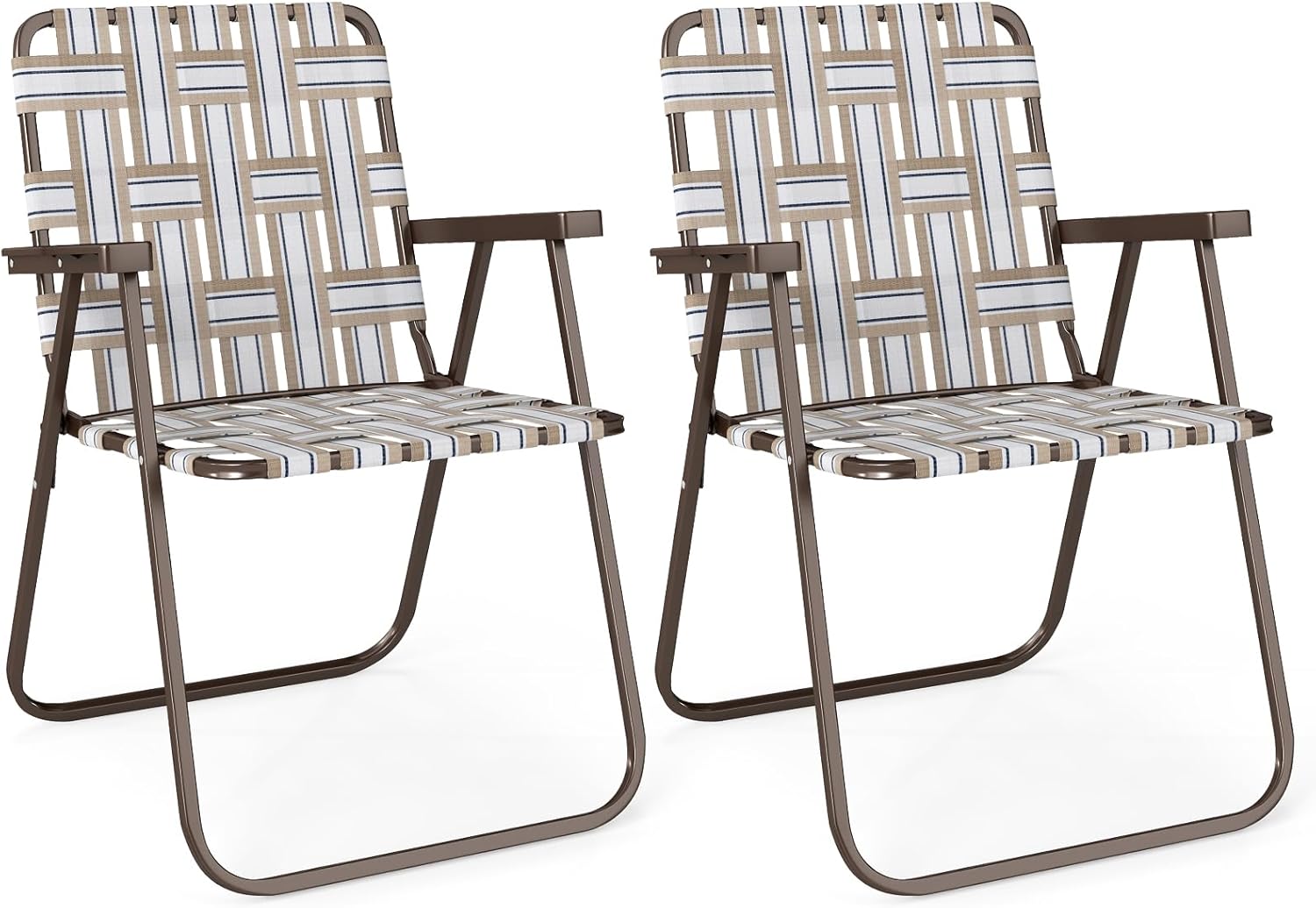 GYMAX Lawn Chair Folding Set - Comfortable Outdoor Lounge Chairs