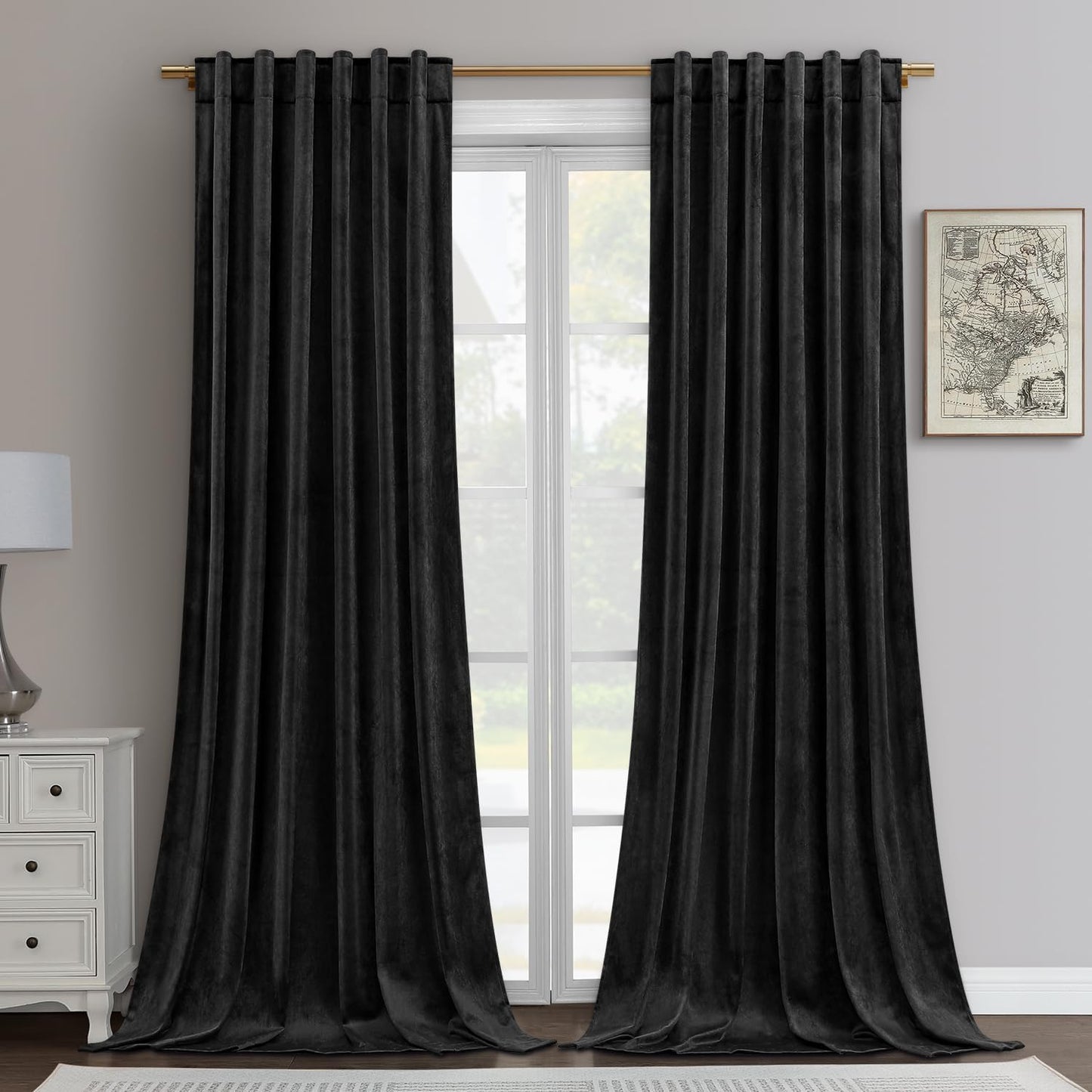 HOMEIDEAS Blackout Velvet Curtains - 52x108