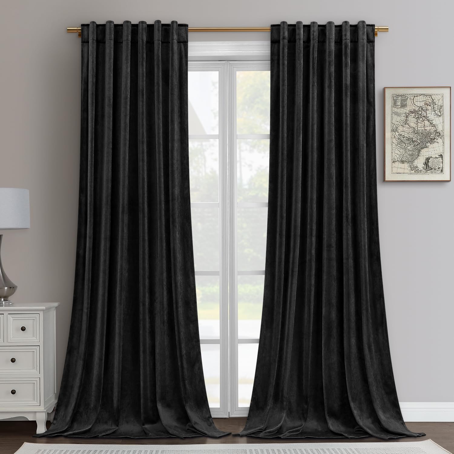 HOMEIDEAS Blackout Velvet Curtains - 52x108