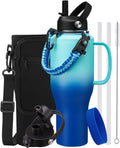 40 oz Insulated Water Bottle with Handle and Straw for Travel