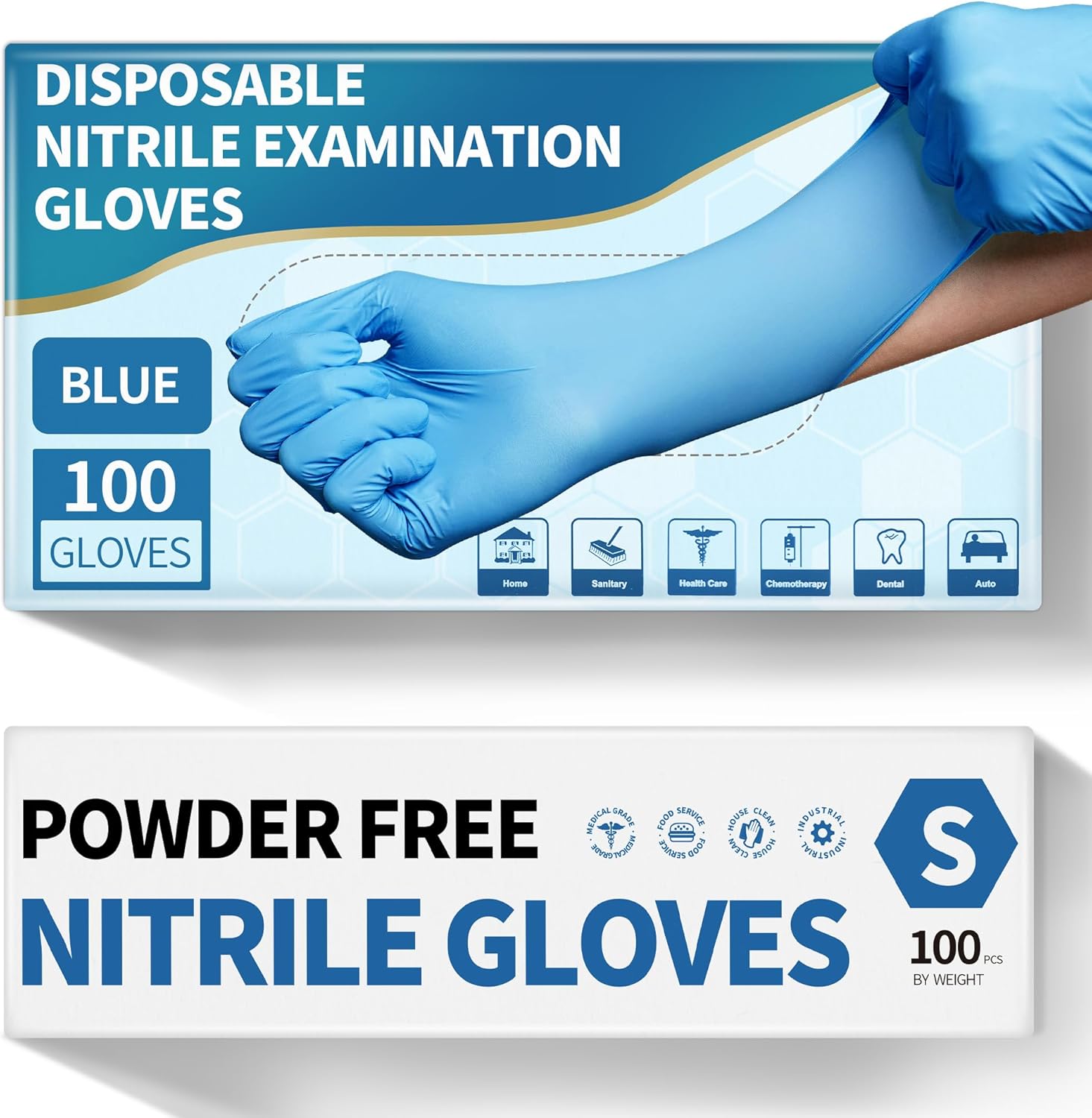 100 ct. Blue Nitrile Gloves, 4.5 Mil, Food-Safe