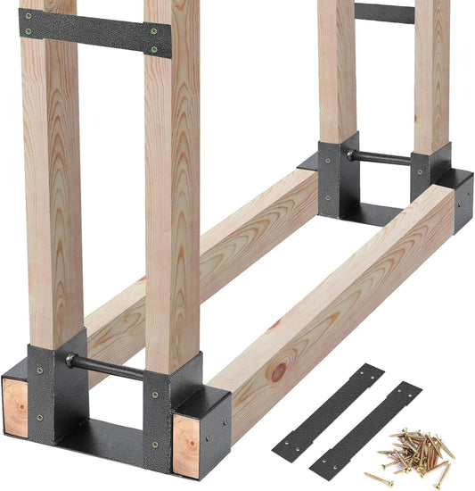 MOFEEZ Outdoor Firewood Log Storage Rack with Adjustable Brackets