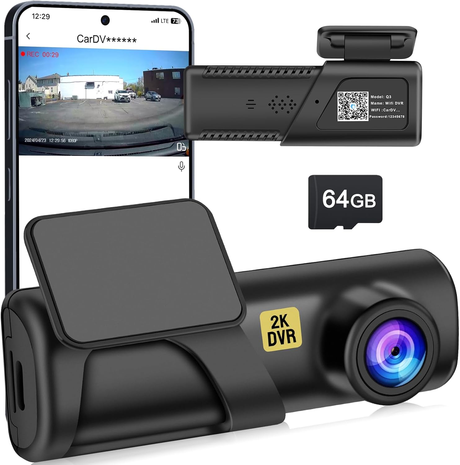 FHD 2K Dash Camera for Cars with WiFi and Night Vision