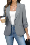 ELLEVEN Women's Ruched Blazers for Stylish Business Casual Wear
