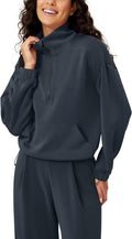 ODODOS Women's Modal Soft Cinchable Sweatshirt Half Zipper Funnel Neck