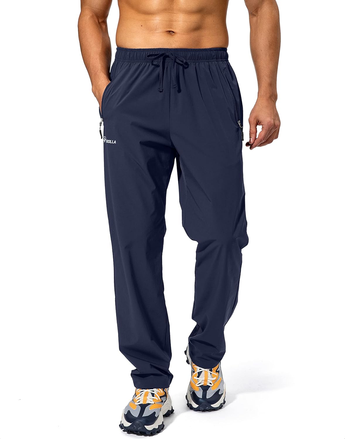 Pudolla Men's Workout Athletic Pants with Zipper Pockets