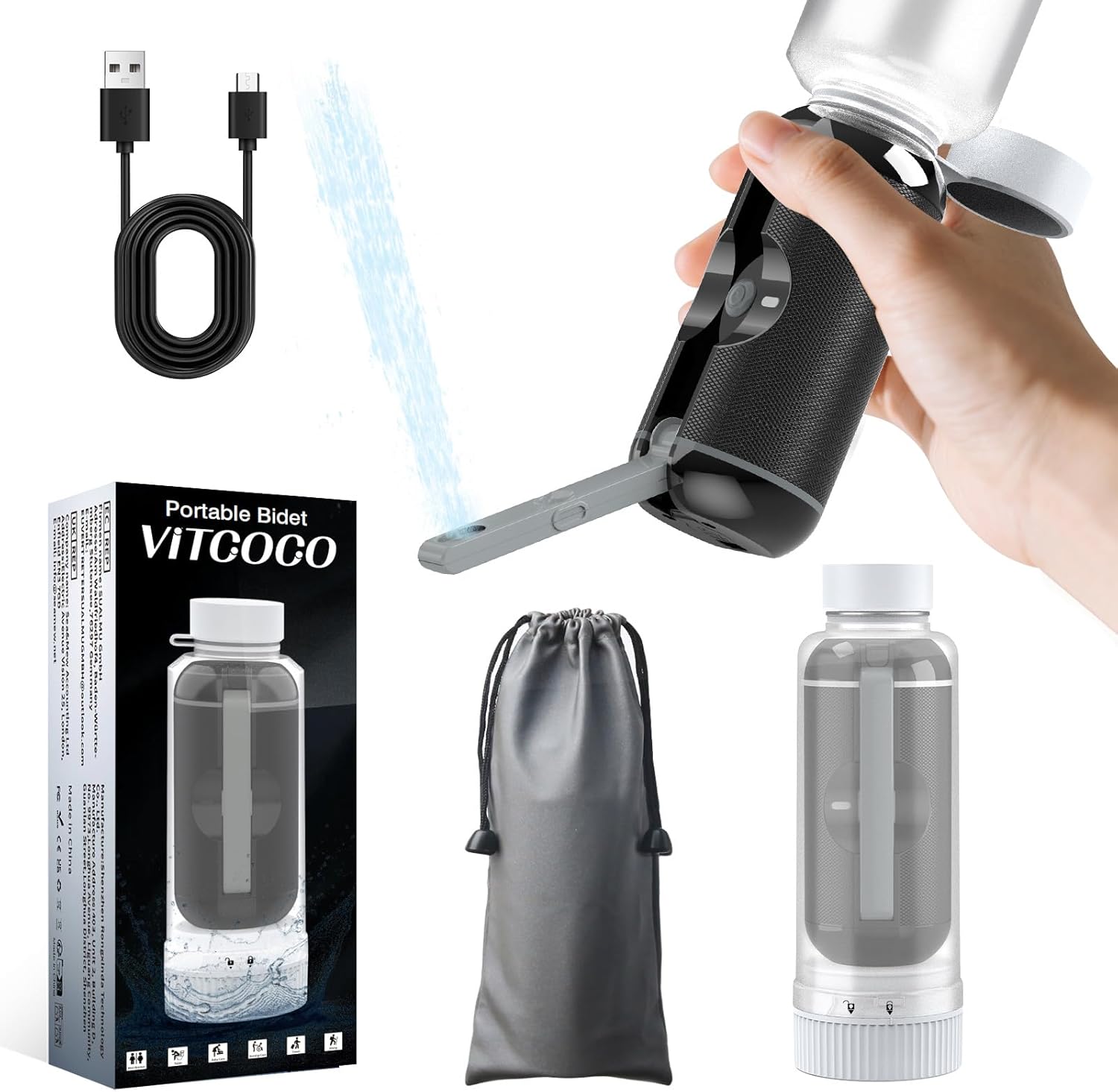 Portable Bidet for Travel - VITCOCO USB-C Rechargeable Sprayer