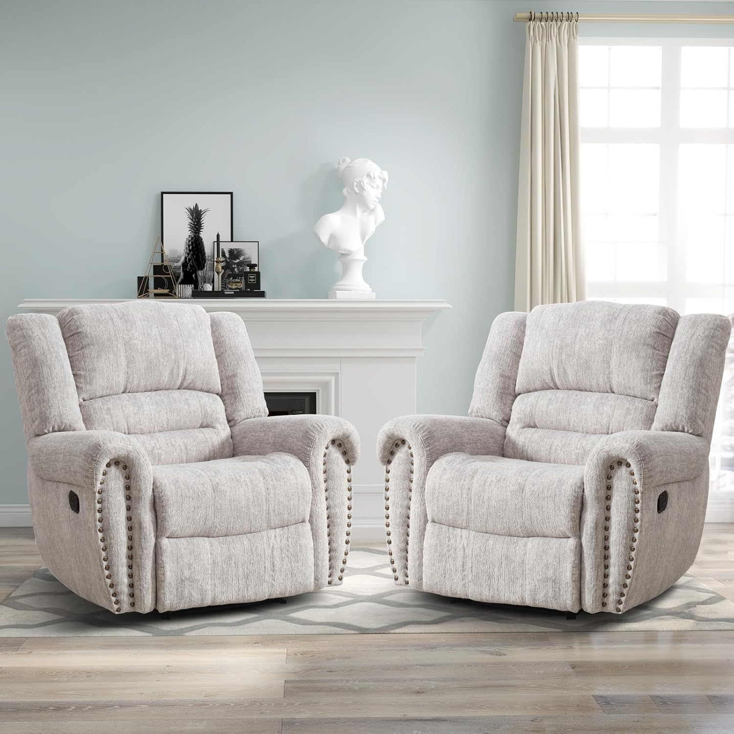 CANMOV Manual Recliner Chair Set of 2 for Living Room Comfort