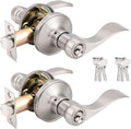 Wave Style Keyed Alike Entry Levers - Satin Nickel 2 Pack