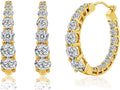 Platinum or Gold-Plated Sterling Silver Zirconia Graduated Hoops