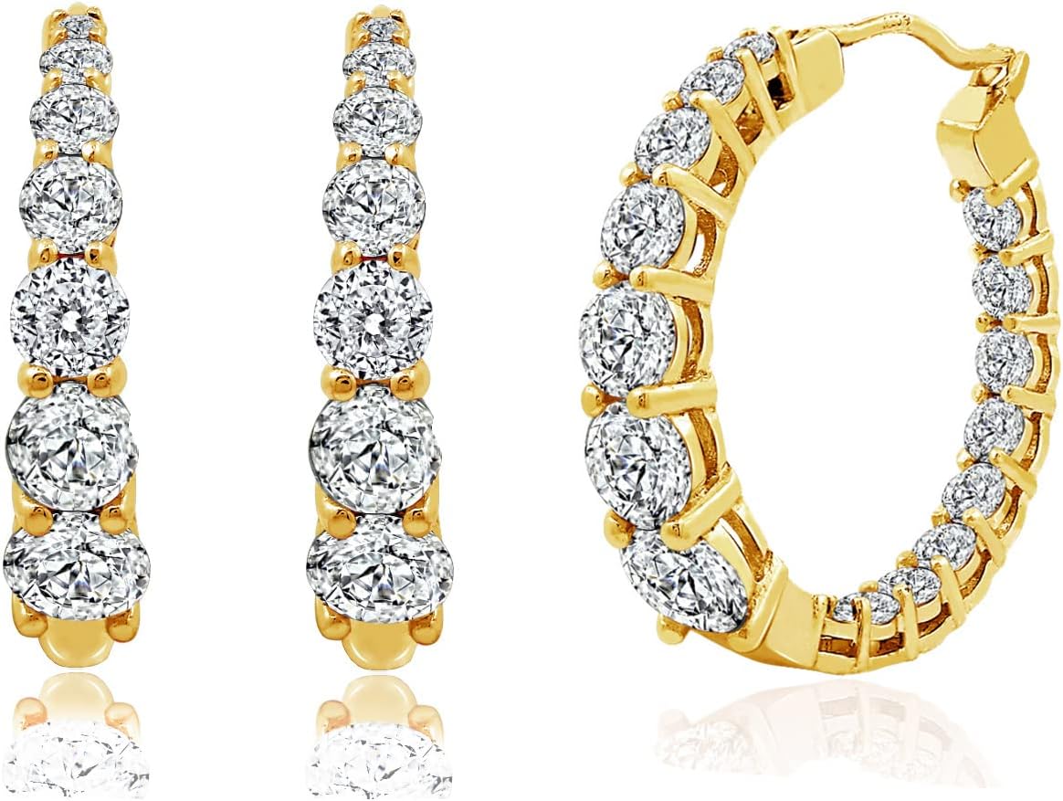 Elegant Graduated Hoop Earrings with Infinite Elements Zirconia