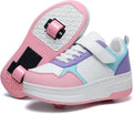 HSQ Roller Sneaker Skating Shoes for Boys Girls Kids - 2-in-1 Wheeled