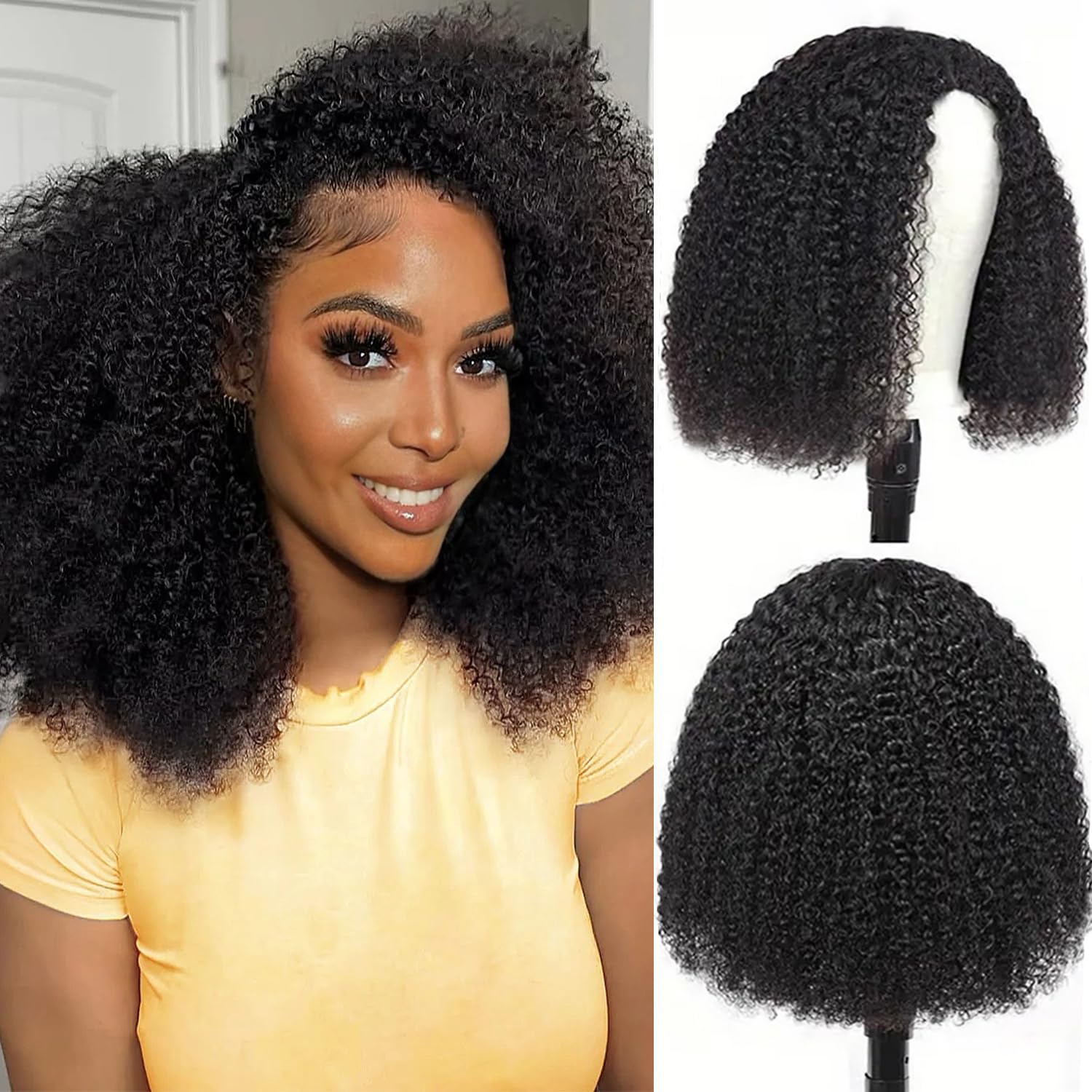 CanaryFly Afro Kinky Curly Half Wigs for Black Women 14in