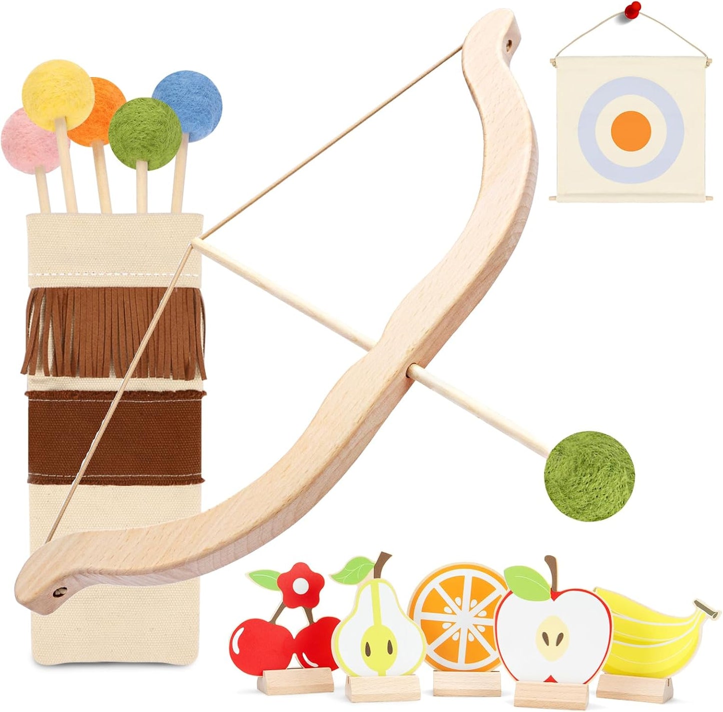 Wooden Kids Bow and Arrow Set - Safe Indoor Outdoor Fun