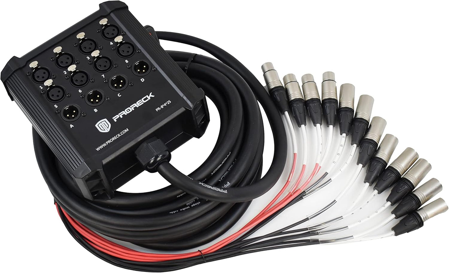 PRORECK 8-Channel Low Profile XLR Snake Cable for Live Sound