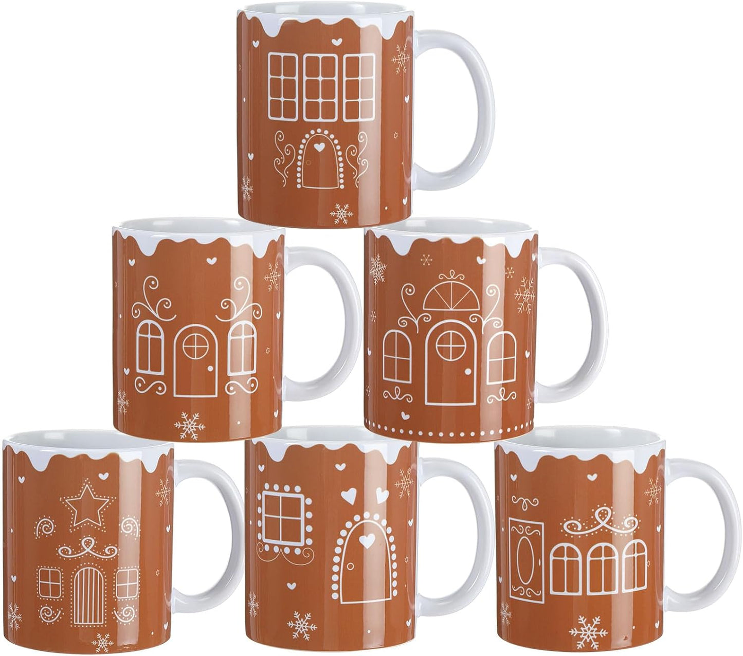 Christmas Coffee Mugs Set of 6 for Holiday Cheer and Joy
