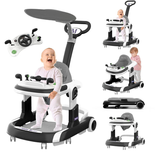 Pionevox 5-in-1 Baby Walker: Music, Foldable, Adjustable Heights