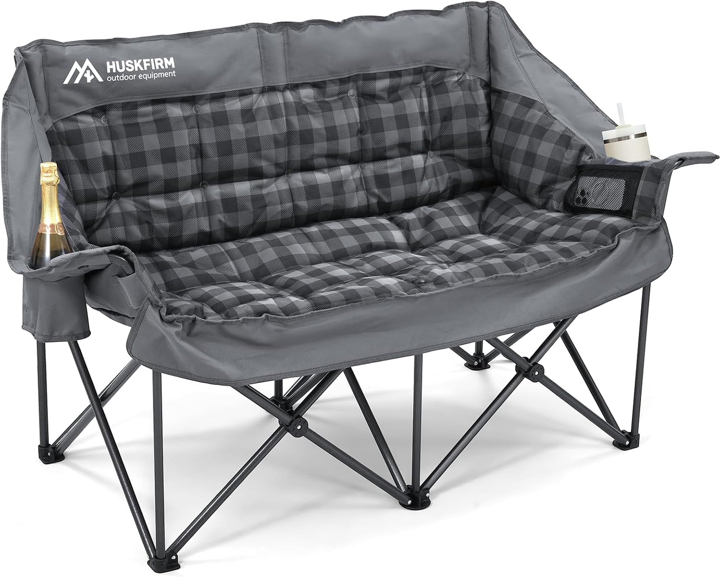 Double Camping Chairs Padded Loveseat Chair for 2 Person