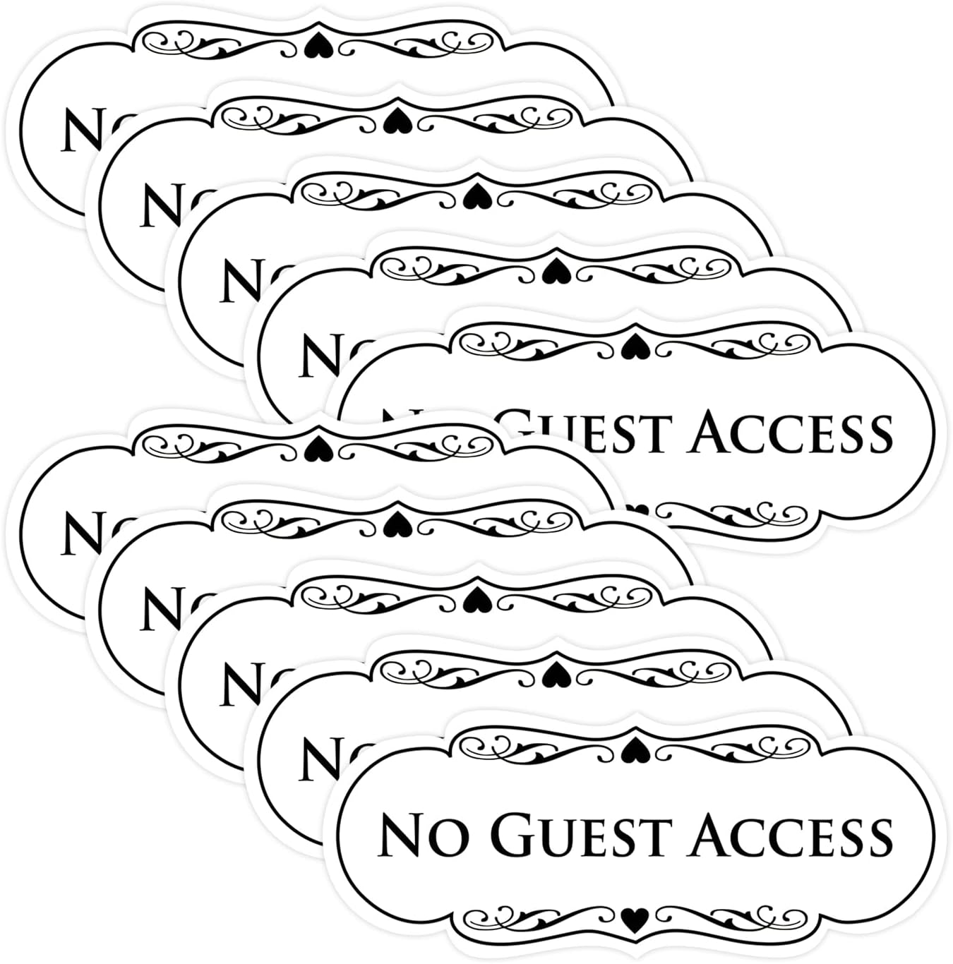 No Guest Access Wall or Door Sign - Durable 10 Pack Set