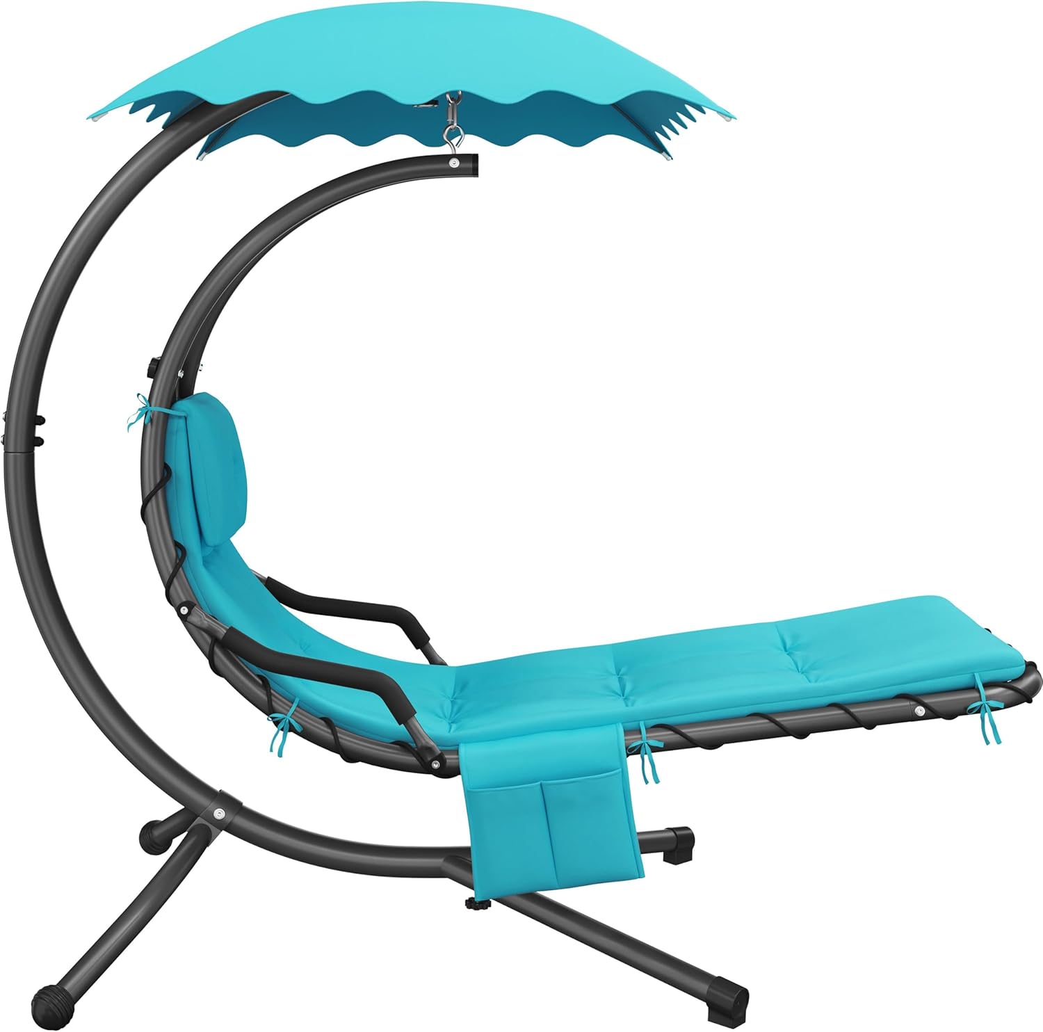 Yaheetech Hanging Chaise Lounge w/ Canopy - Teal