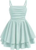 EXARUS Girls Formal Ruffled Spaghetti Strap Dress - Flowy Comfort
