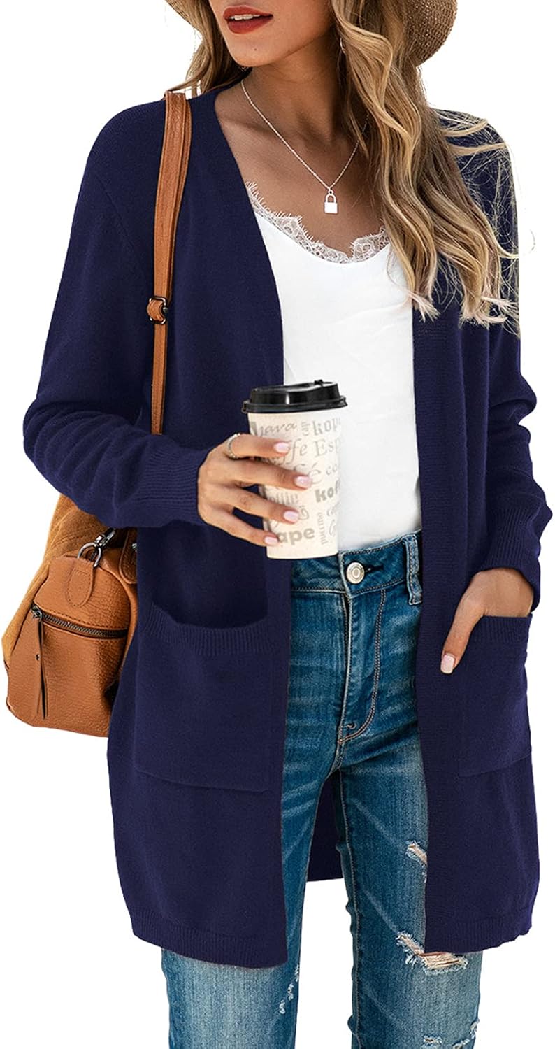 TASAMO Women's Kimono Cardigan: Oversized Soft Outwear with Pockets