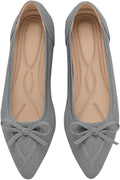 Women's Bow Knit Ballet Flats Pointed Toe - Comfortable Dressy Slip On