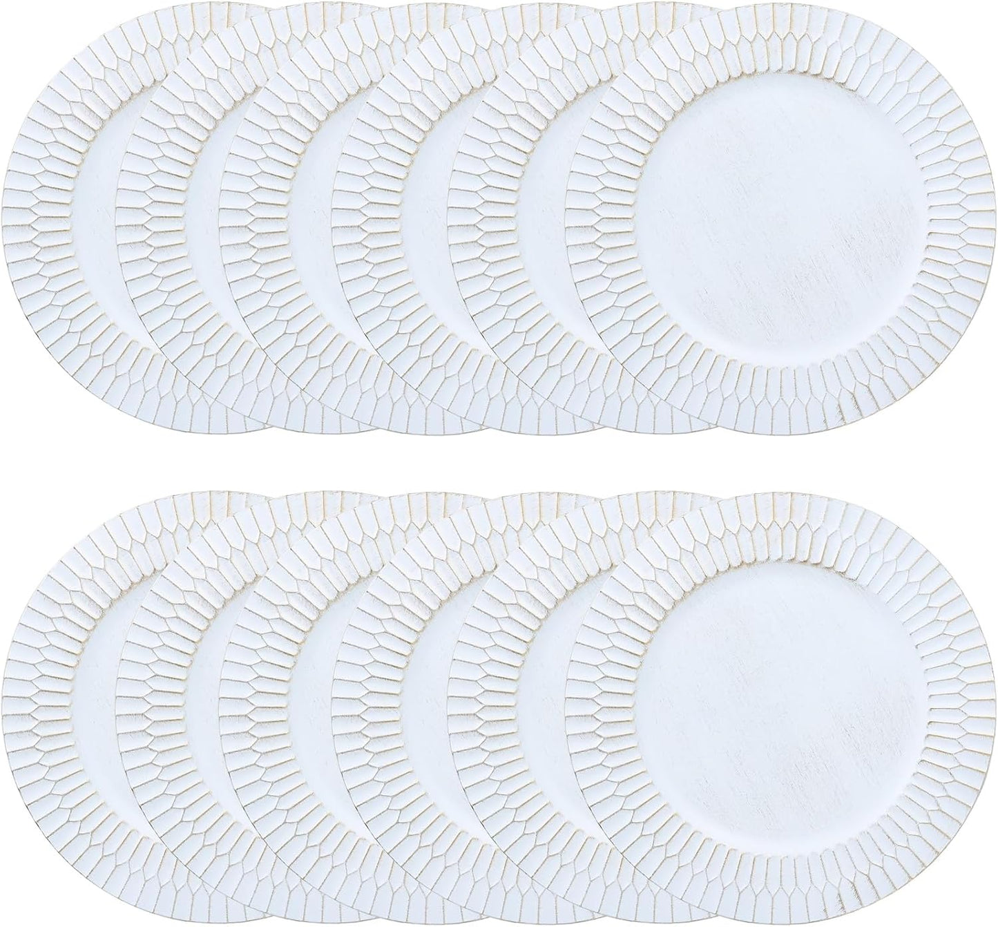 Set of 12 White Charger Plates for Elegant Dining