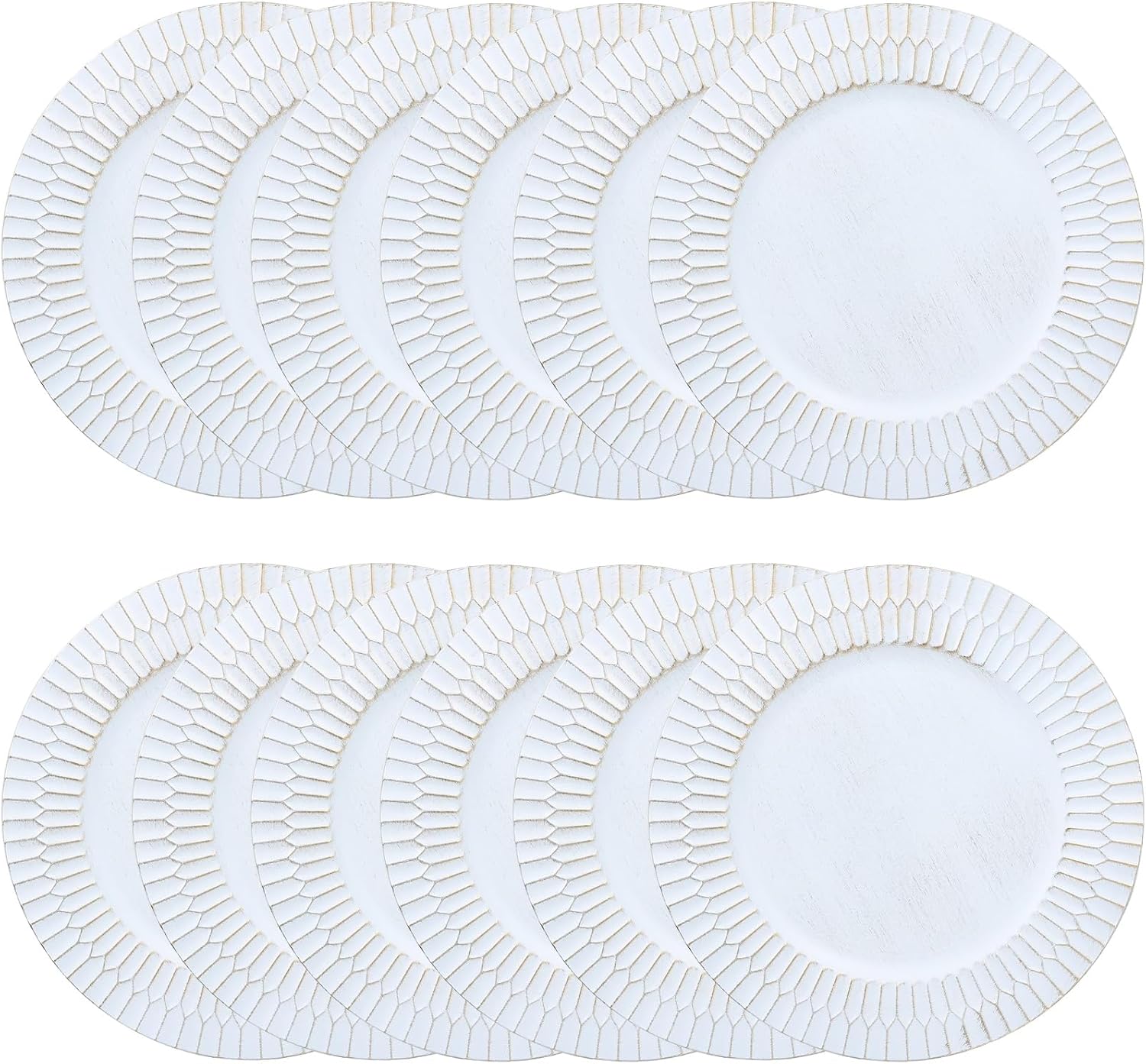 Set of 12 White Charger Plates for Elegant Dining