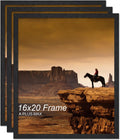 16x20 Picture Frame Set of 3 - Black Engineered Wood Frames
