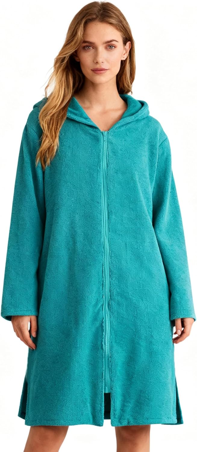 Hooded Towel Poncho with Zipper for Men and Women - Surf Style