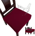 Waterproof Dining Chair Seat Covers (6 PCS) - Wine Red, Rear-gapped