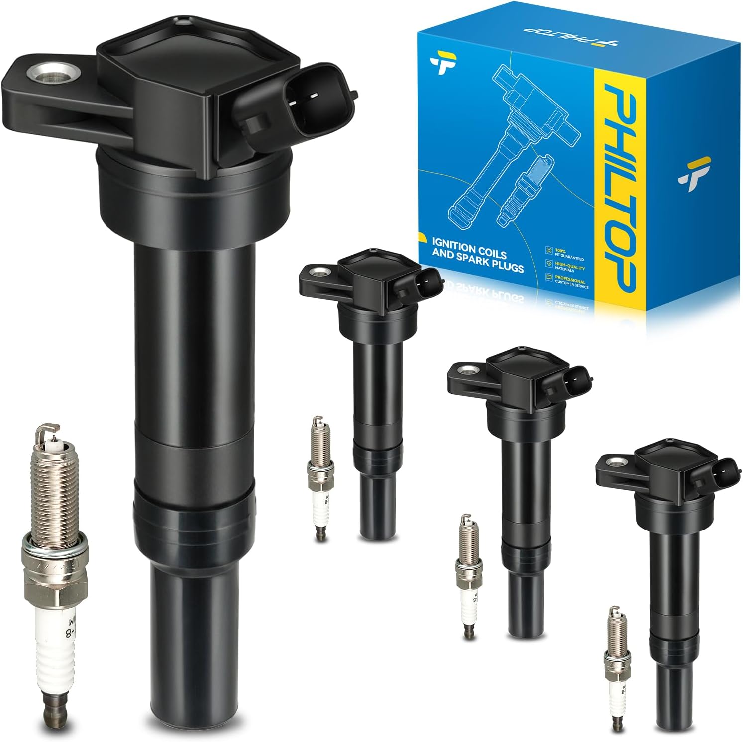 PHILTOP Ignition Coil Pack and Spark Plugs for Hyundai and Kia