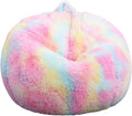 Fluffy Stuffed Animal Storage Bean Bag Chair Cover for Kids