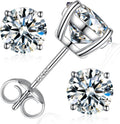 Moissanite Stud Earrings for Women Men - D Color VVS1 18K White Gold