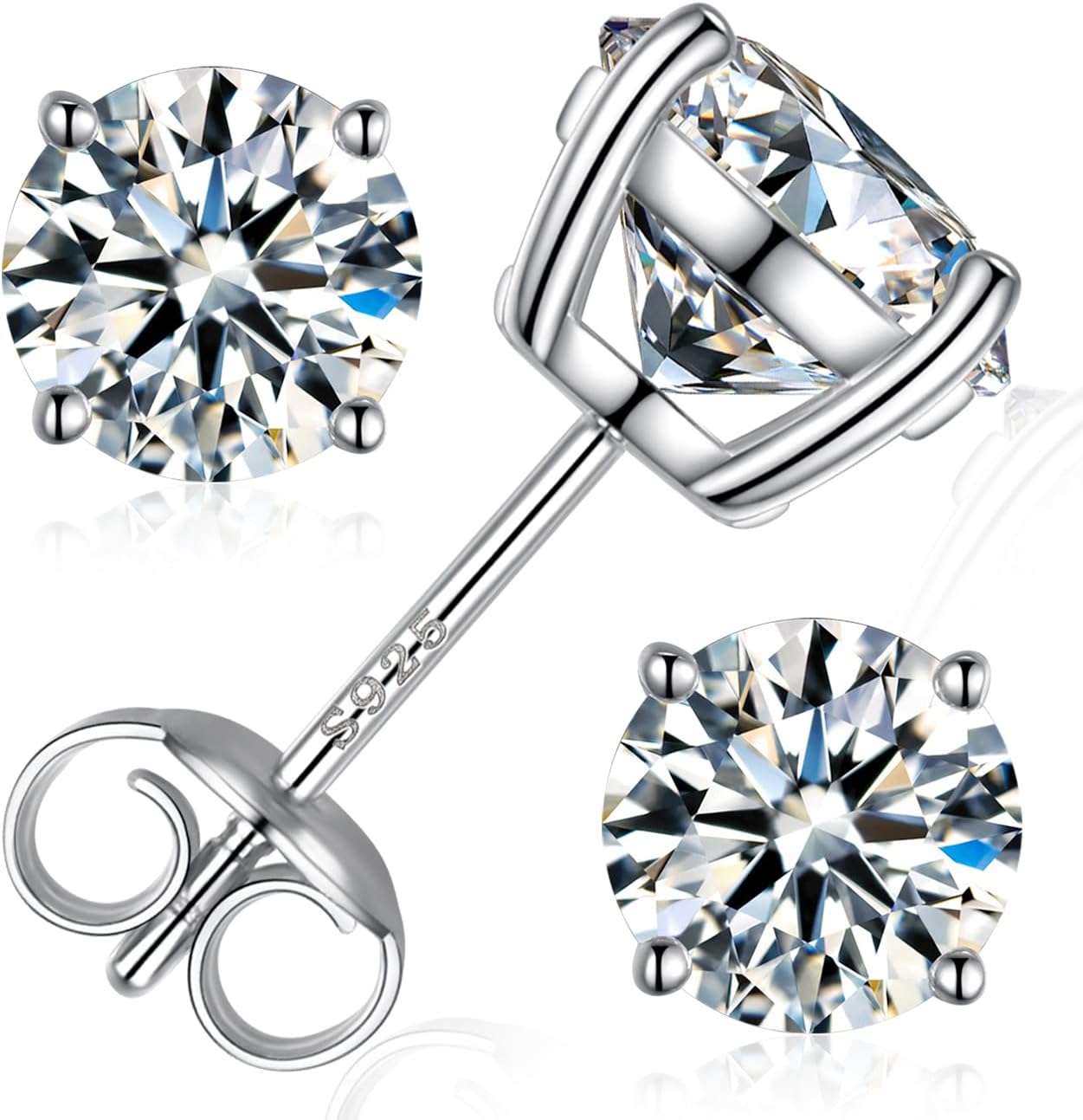 Moissanite Stud Earrings: D Color VVS1 Clarity in 18K Gold