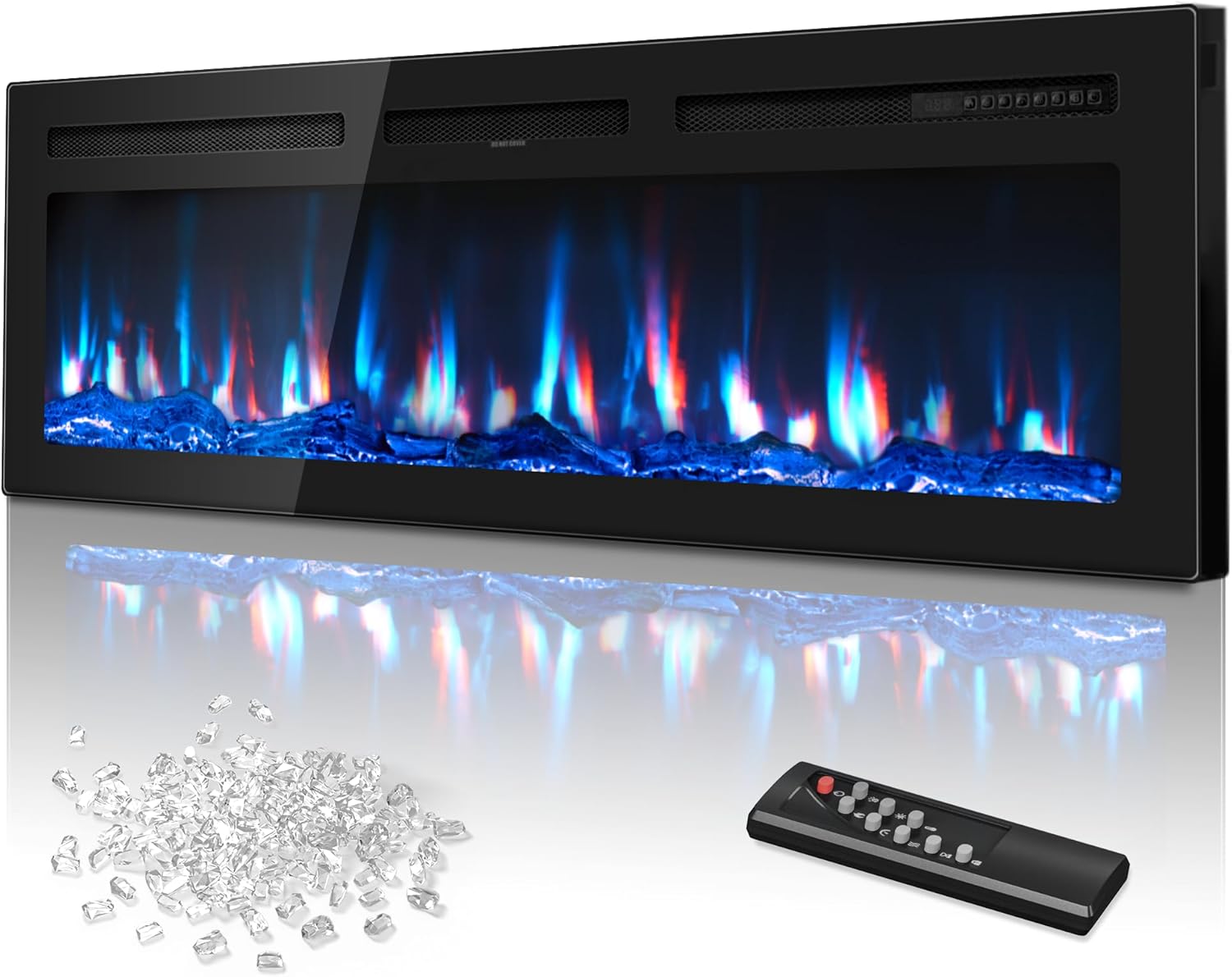 Manastin 60 Electric Fireplace: Remote Control, Adjustable Heat & Colors