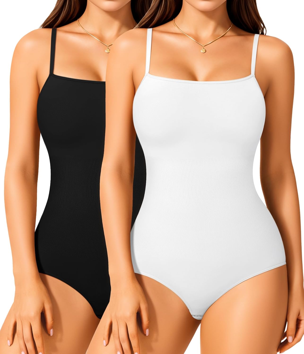 Irisnaya 2-Pack Shapewear Bodysuits for Women Tummy Control