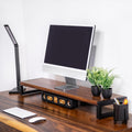 Dual Monitor Stand Riser for Desk 40 in Walnut - Solid Wood Monitor
