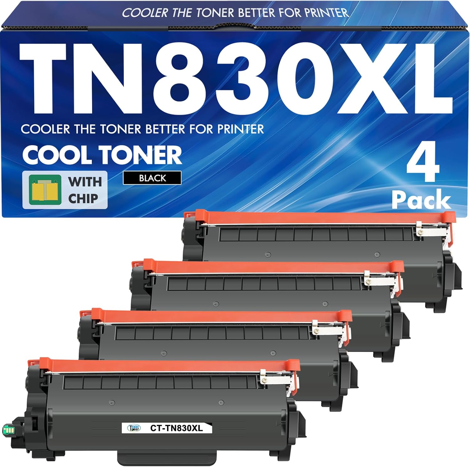 High Yield TN830XL Toner Cartridges for Brother Printers 4 Pack