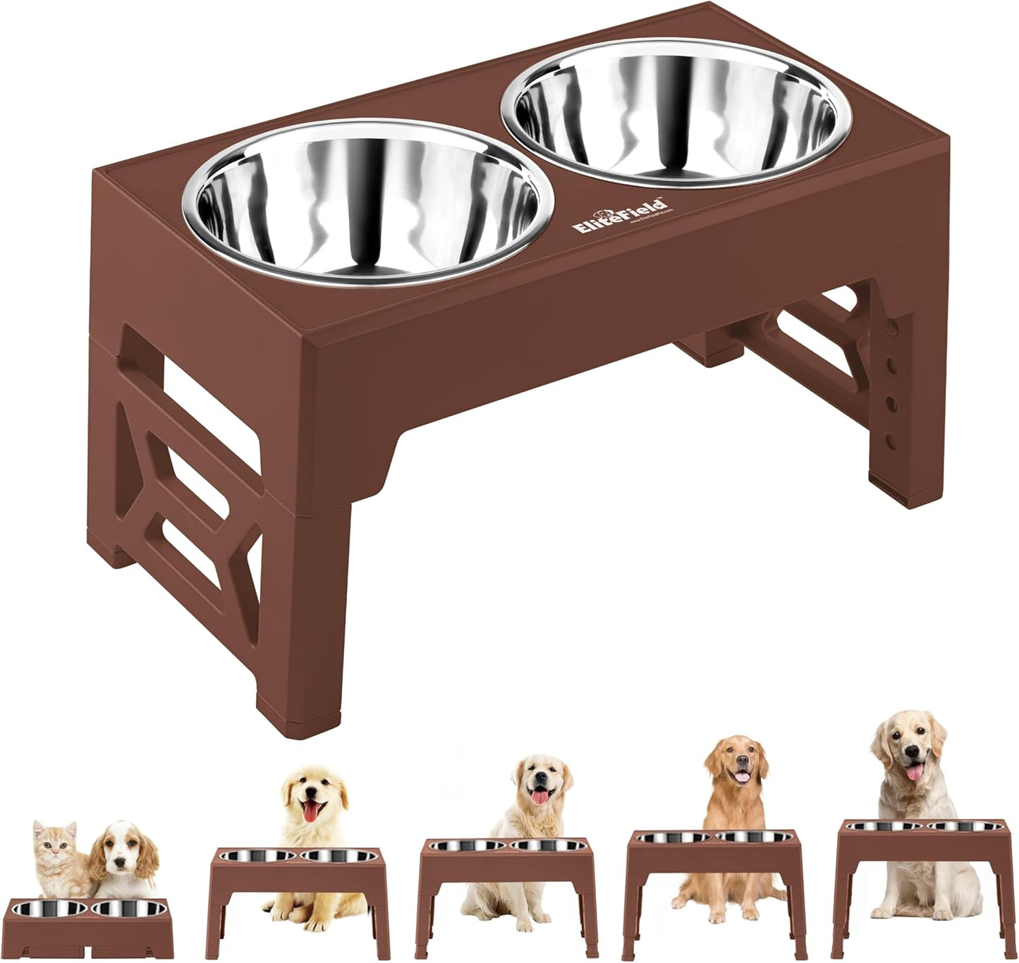 Adjustable Elevated Dog Bowls for All Sizes with 2-Year Warranty