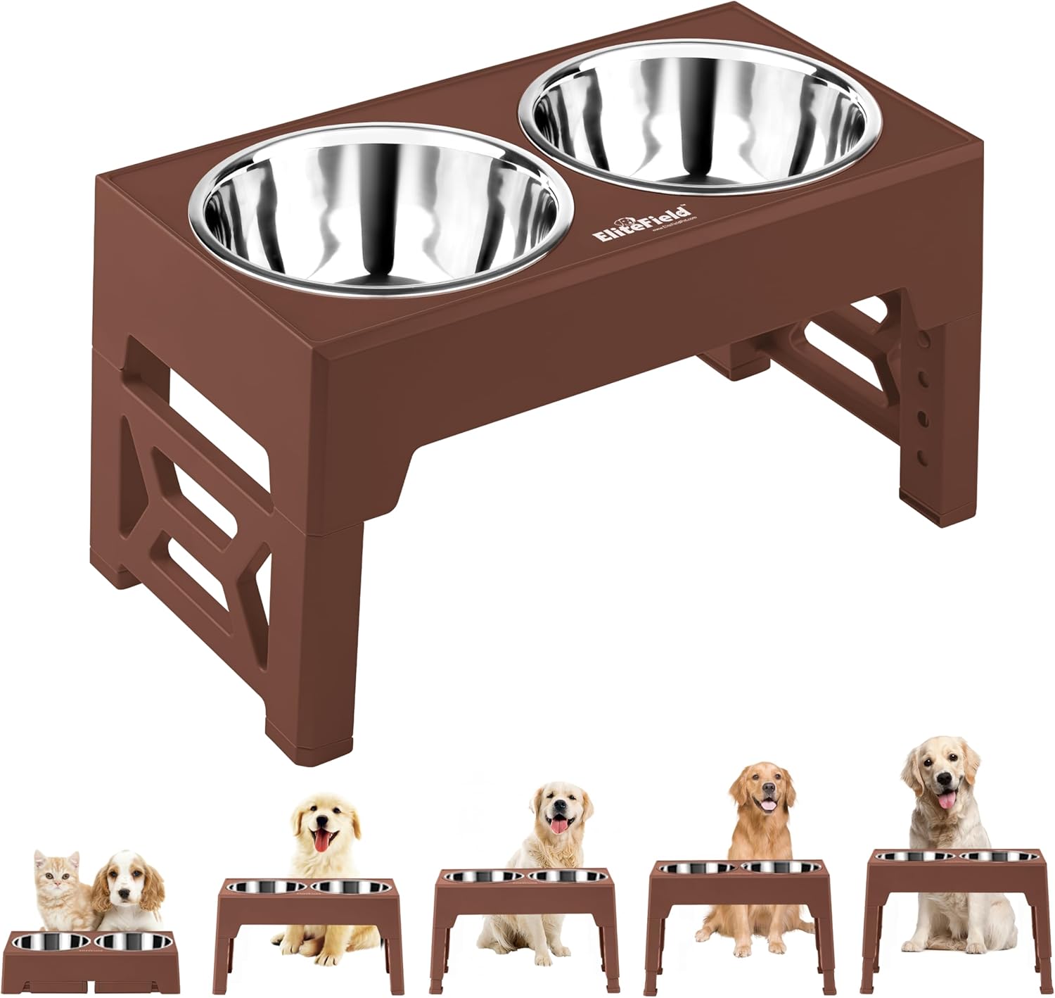Adjustable Elevated Dog Bowls for All Sizes with 2-Year Warranty