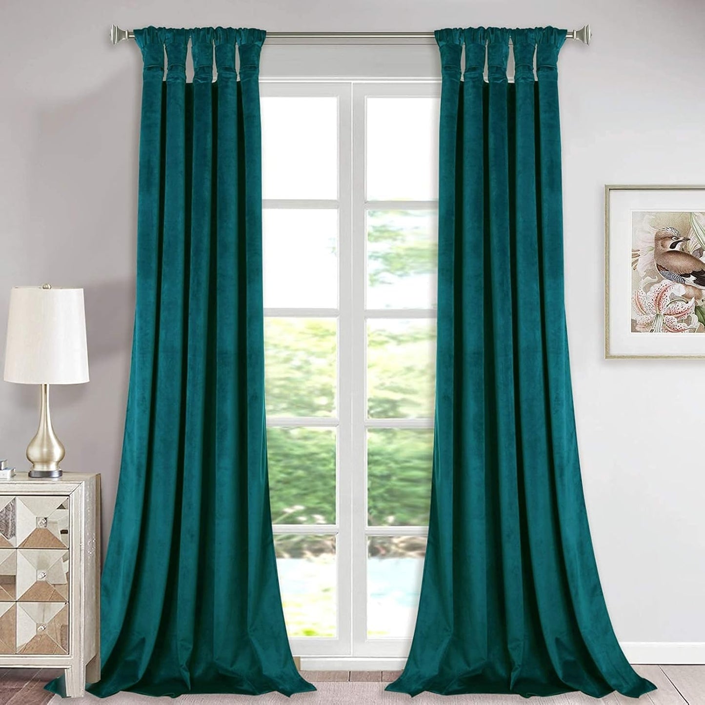 StangH Teal Velvet Blackout Curtains - 96-inch Luxury
