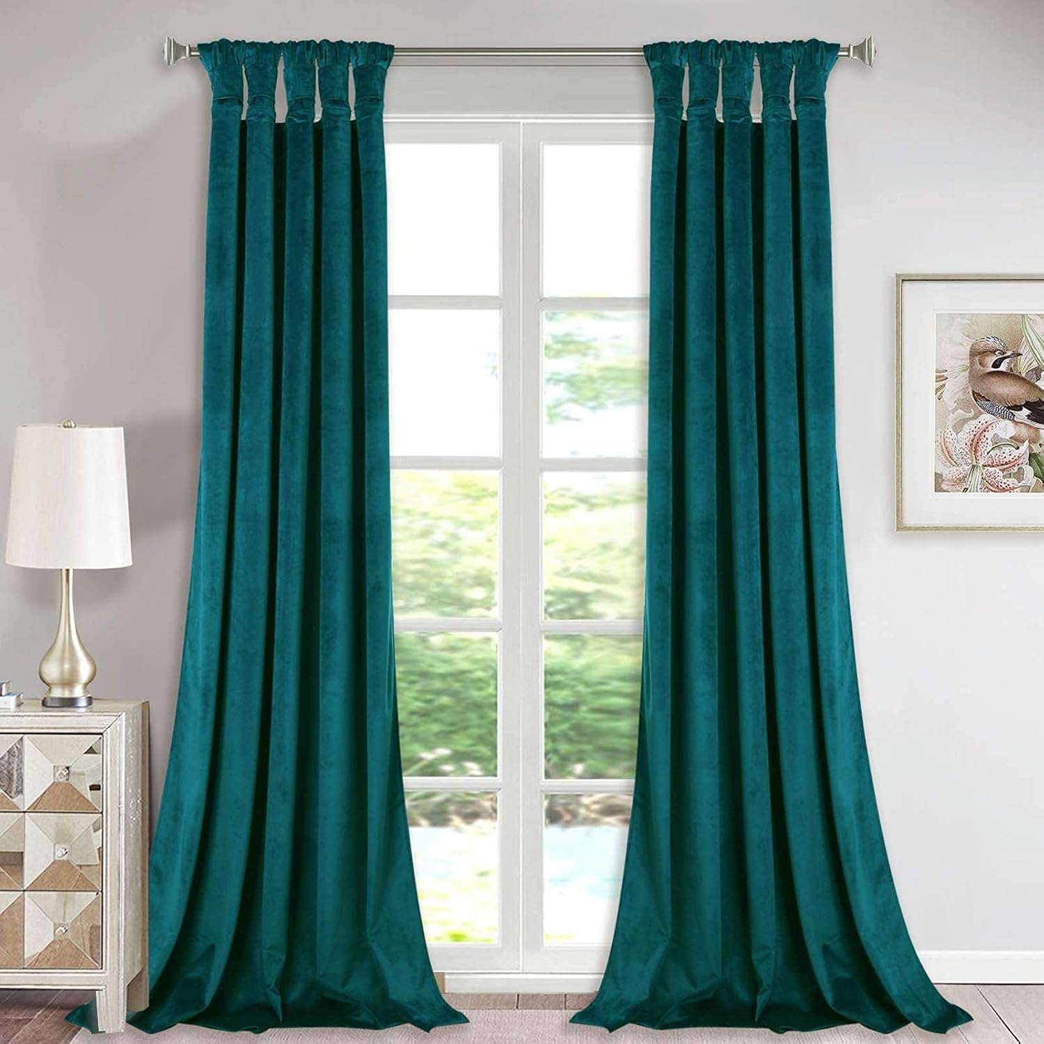 StangH Teal Velvet Blackout Curtains - 96-inch Luxury